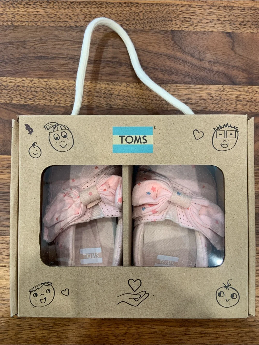 New in Box - Toms Crib Alpargata Ballet Pink Star Bow Infant Slip-Ons - size 3